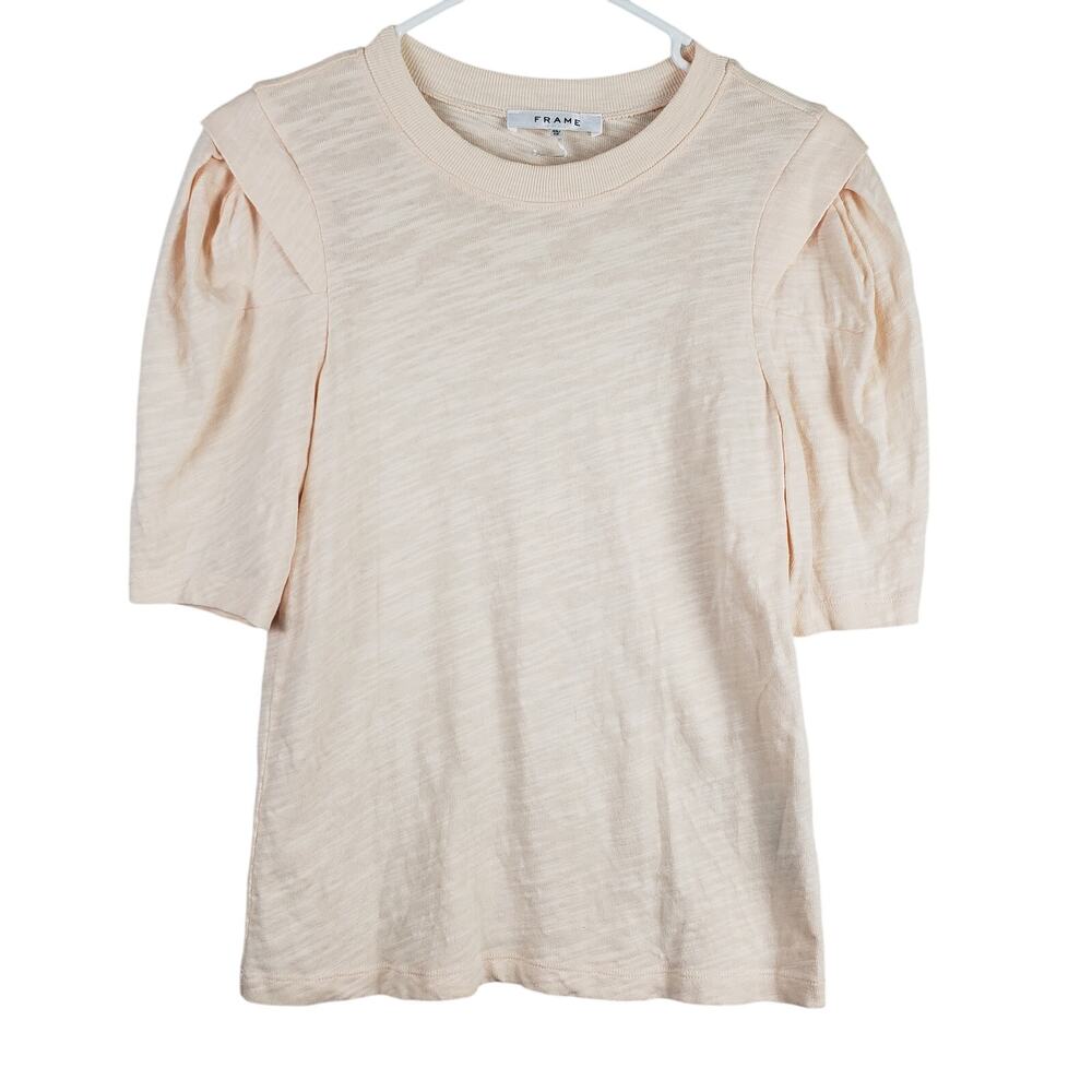 Frame Size XS Puff‎ Sleeve Tee Shirt Nude Pink Cotton Regency Academia Soft Girl